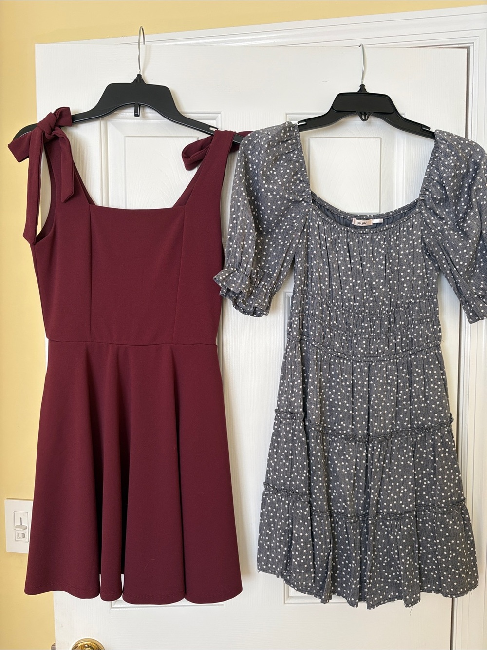 Trixxi Burgundy Tie-Shoulder Fit & Flare Mini Dress